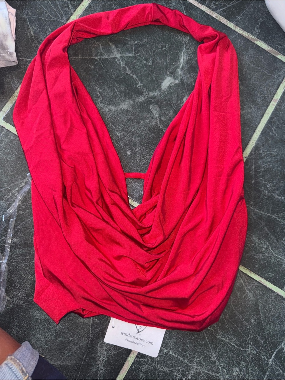 Windsor Red Cowl Neck Draped Top